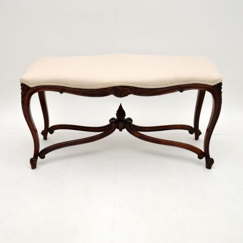Antique French Carved Walnut Stool