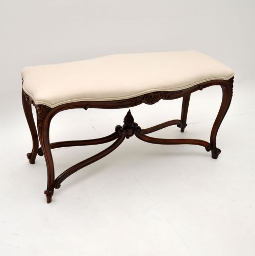 fig 1. Antique French Carved Walnut Stool
