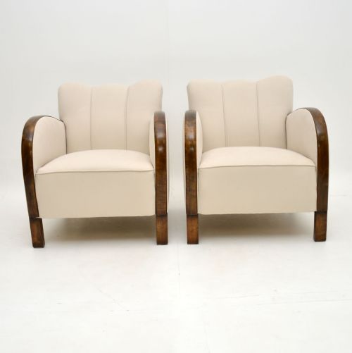 fig 1. Pair of Swedish Art Deco Satin Birch Armchairs