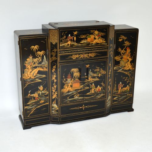 fig 1. Art Deco Lacquered Chinoiserie Drinks Cabinet / Sideboard