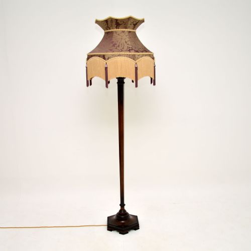 fig 1. Antique Mahogany Floor Lamp with Silk Shade