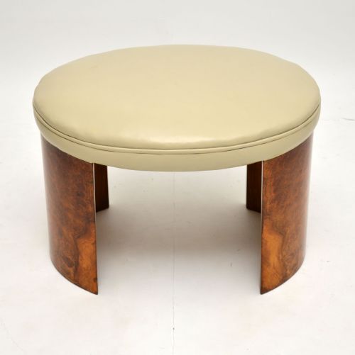 fig 1. Art Deco Burr Walnut & Leather Stool