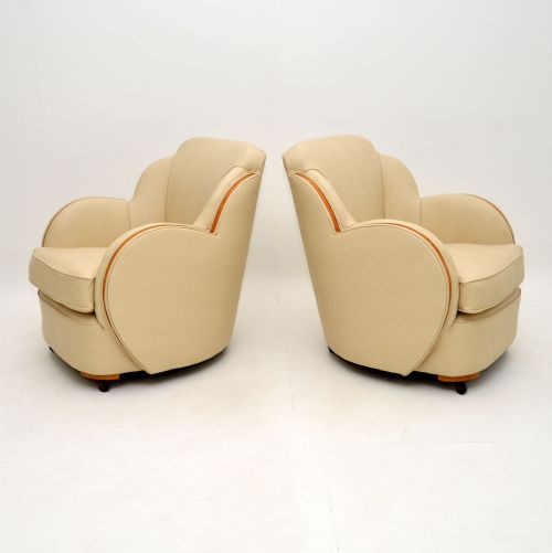 fig 1. Pair of Art Deco Burr Maple Cloud Back Armchairs by Epstein