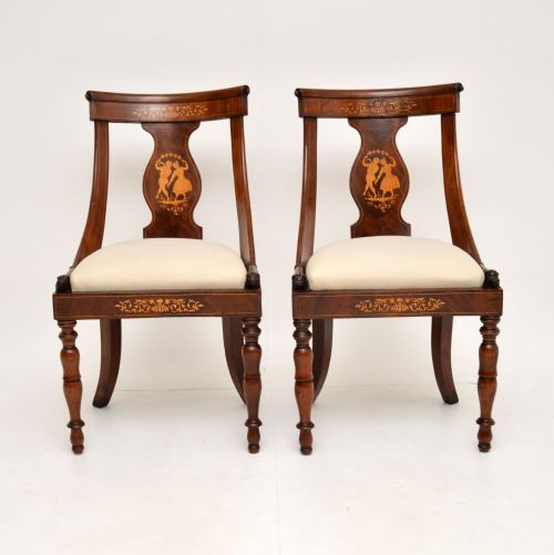fig 1. Pair of Antique Inlaid Mahogany Neo Classical Side Chairs
