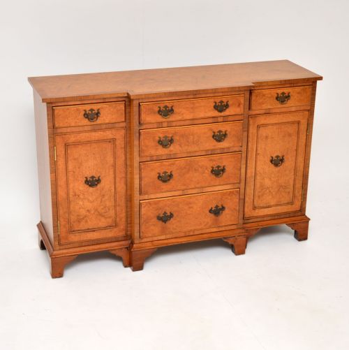 Small Antique Burr Walnut Breakfront Sideboard
