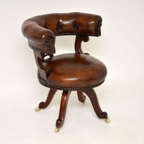 fig 2. Antique William IV Leather & Mahogany Desk Chair