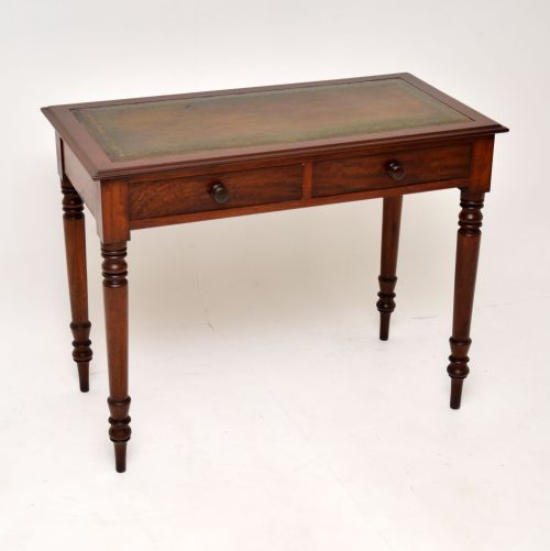 Antique Victorian Mahogany Leather Top Writing Table
