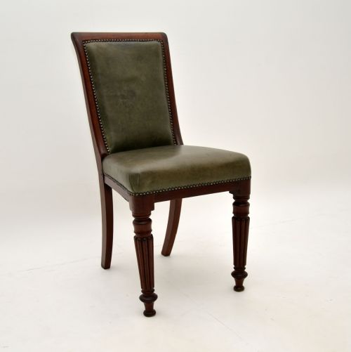 Antique Victorian Solid Mahogany & Leather Desk Chair