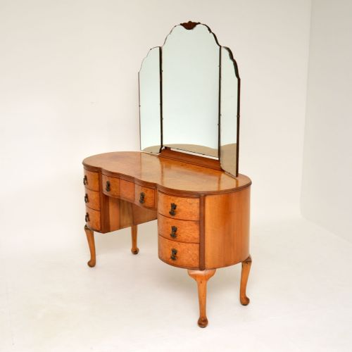 fig 1. Antique Queen Anne Style Burr Walnut Dressing Table