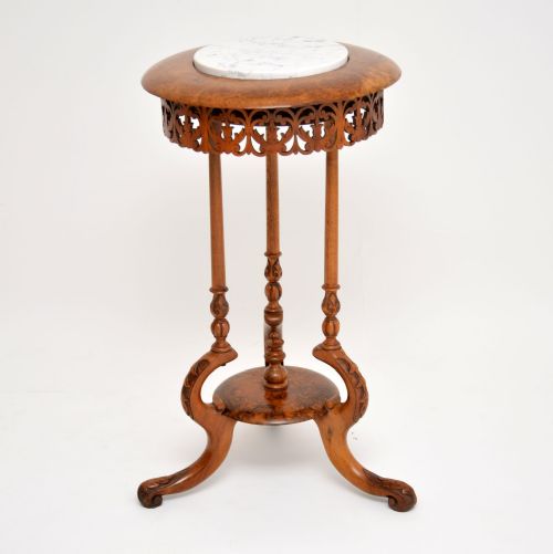 Antique Victorian Marble Top Burr Walnut Table