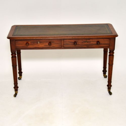 fig 1. Antique Victorian Mahogany Leather Top Writing Table
