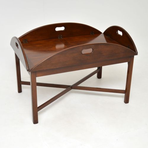 Antique Mahogany Butler Tray Top Coffee Table