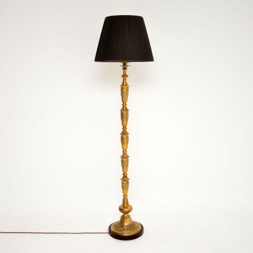 fig 1. Antique Brass & Mahogany Floor Lamp