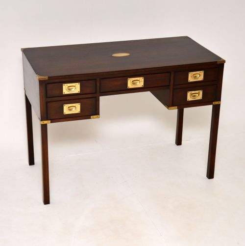 Antique Mahogany & Brass Military Campaign Style Desk
