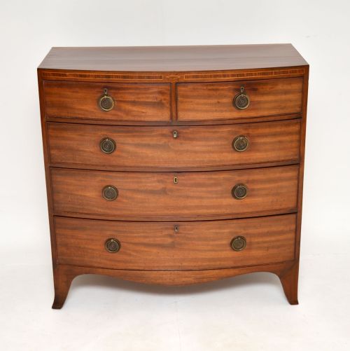 fig 1. Antique Georgian Mahogany Bow Front Chest of Drawers