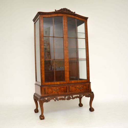 Antique Burr Walnut Display Cabinet
