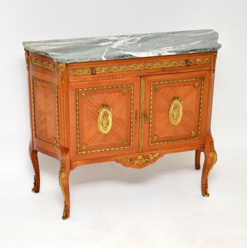Antique French Ormolu Mounted Marble Top Cabinet
