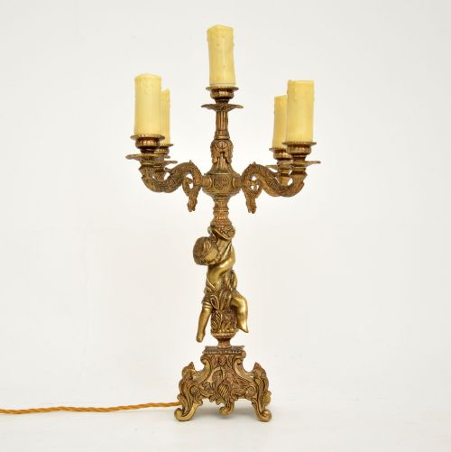 fig 1. Antique French Gilt Metal Cherub Lamp