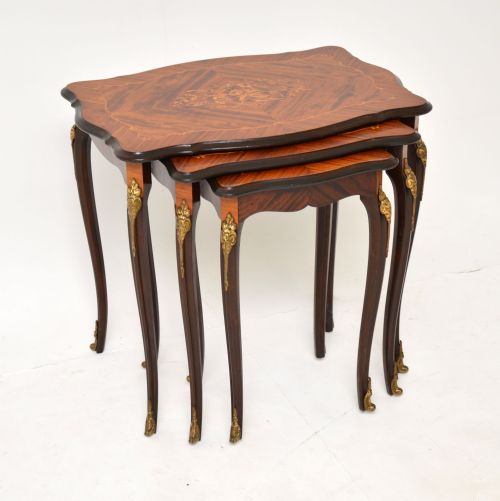 Antique French Inlaid Rosewood Nest of 3 Tables