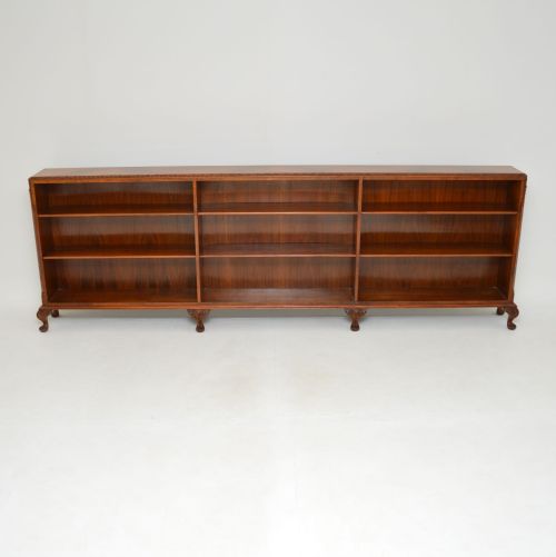 fig 1. Long Antique Burr Walnut Open Bookcase