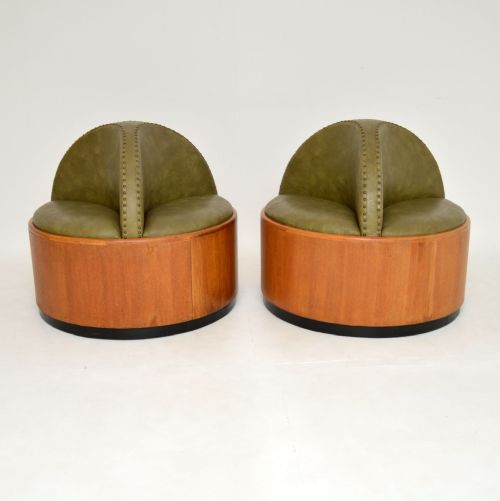 Pair of Original Art Deco Period Oak Conversation Seats
