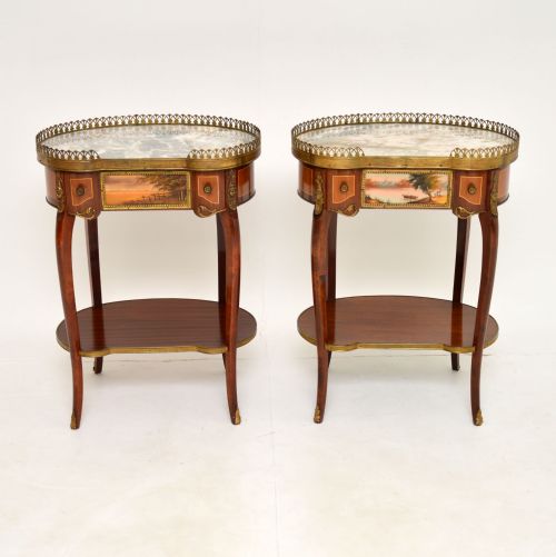 fig 1. Pair of Antique French Marble Top Kidney Side Tables