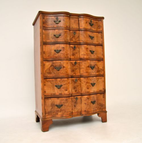 Antique Burr Walnut Serpentine Chest of Drawers
