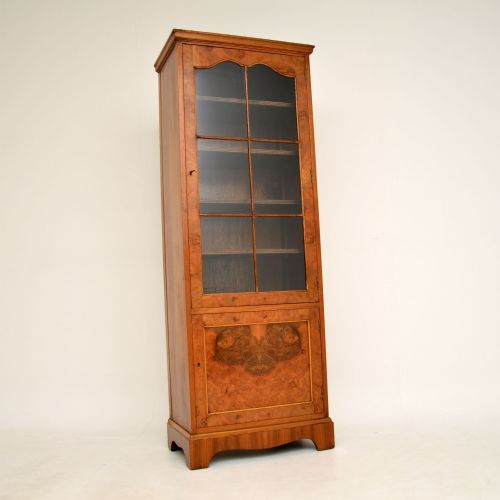 Antique Burr Walnut Slim Bookcase