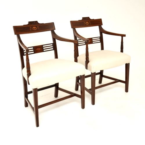 fig 1. Pair of Antique Georgian Inlaid Mahogany Armchairs