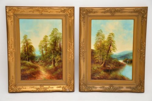 fig 1. Pair of Antique Victorian Oil Paintings by George Jennings