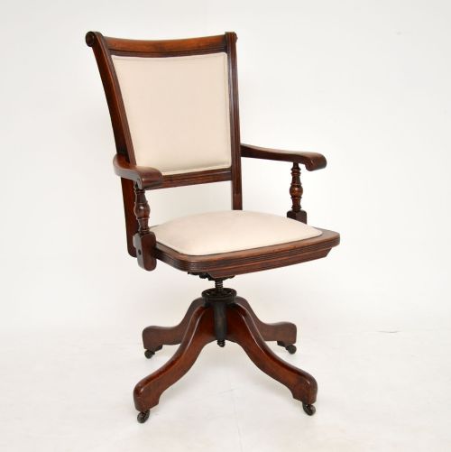 Antique Victorian Mahogany Swivel Desk Chair