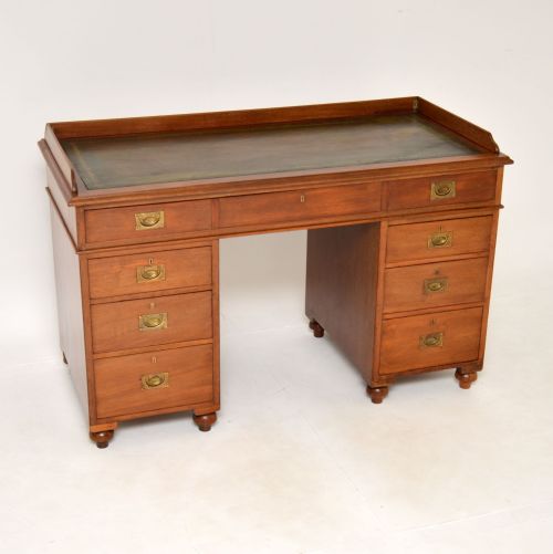Antique Victorian Military Campaign Desk in Mahogany