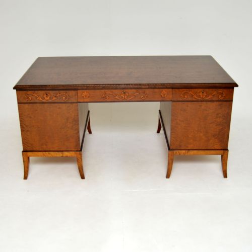 fig 2. Antique Swedish Biedermeier Style Satin Birch Partners Desk
