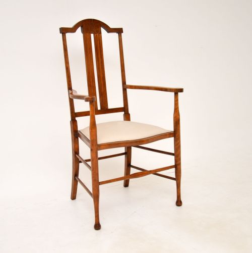 Antique Edwardian Inlaid Mahogany Armchair