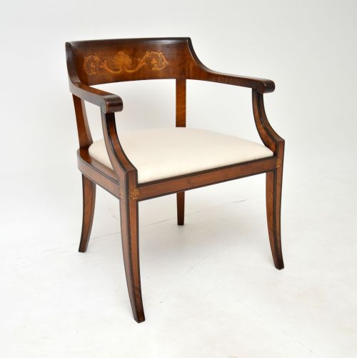 Antique Swedish Satin Birch Desk Chair / Armchair