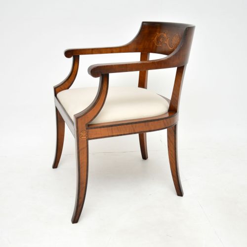 fig 1. Antique Swedish Satin Birch Desk Chair / Armchair