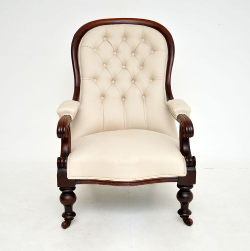 fig 1. Antique Victorian Mahogany Spoon Back Armchair