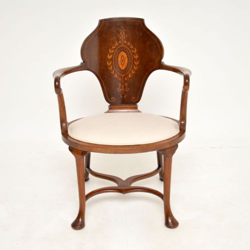 fig 1. Antique Edwardian Inlaid Mahogany Armchair