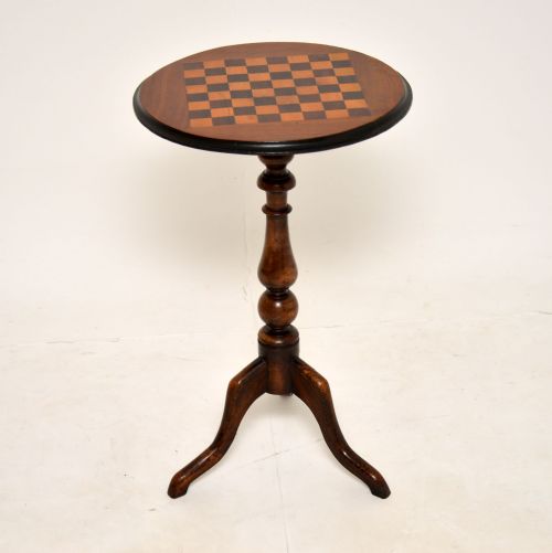 fig 1. Antique Victorian Walnut Chess Table & Pieces