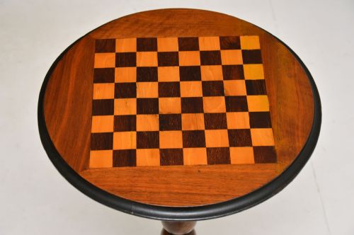 fig 2. Antique Victorian Walnut Chess Table & Pieces