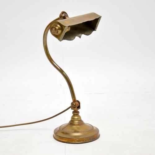 Antique Edwardian Solid Brass Desk Lamp