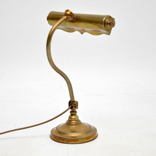 fig 1. Antique Edwardian Solid Brass Desk Lamp