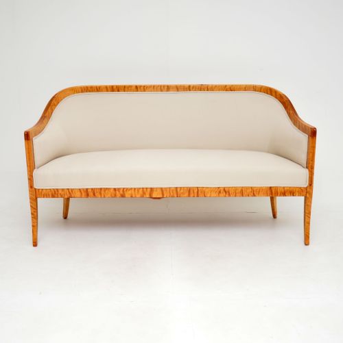 Antique Swedish Tiger Birch Biedermeier Sofa
