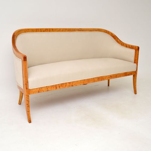 fig 1. Antique Swedish Tiger Birch Biedermeier Sofa