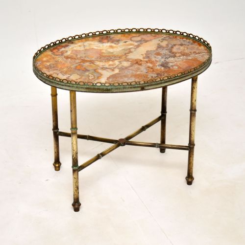 Antique French Brass & Onyx Coffee Side Table
