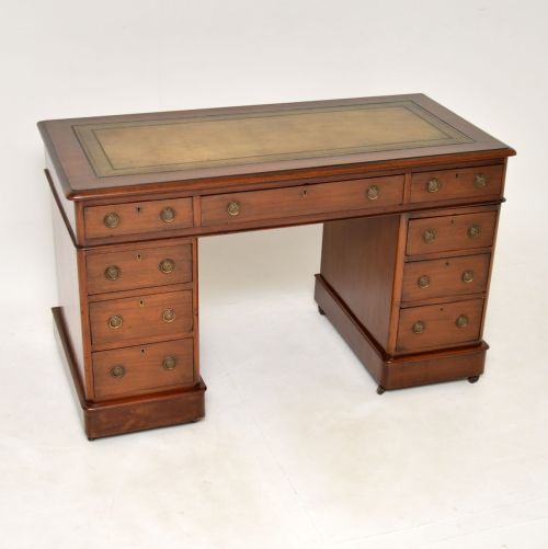 Antique Victorian Mahogany Pedestal Desk
