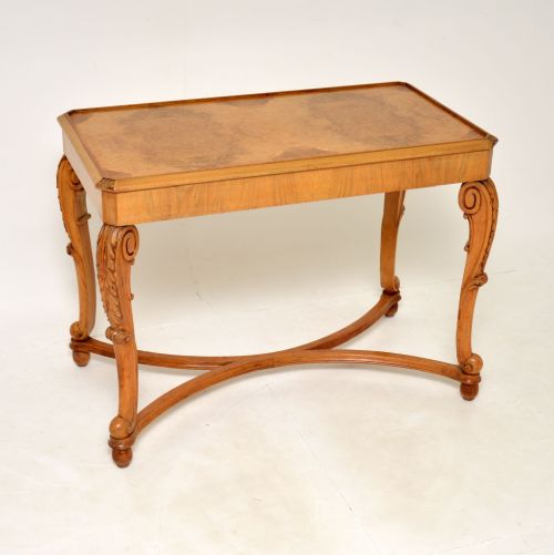 Antique Burr Walnut Console Side Table by Hille