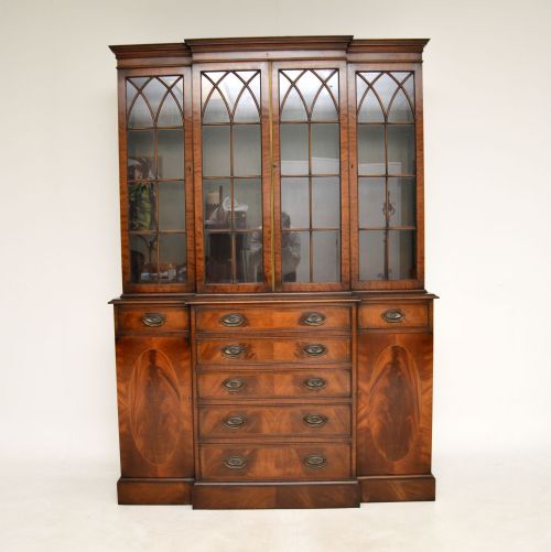 fig 1. Antique Inlaid Mahogany Breakfront Bookcase