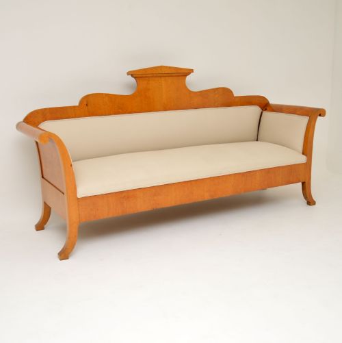 Antique Swedish Satin Birch Biedermeier Sofa