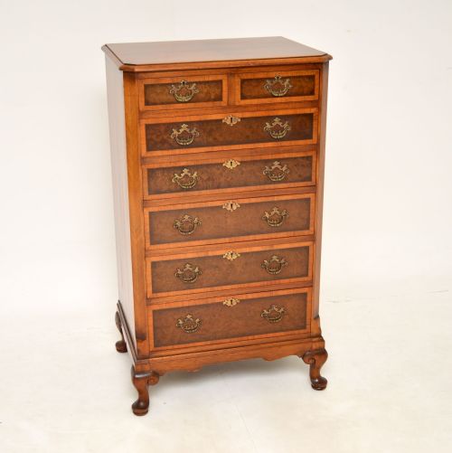 fig 1. Antique Burr Walnut Chest of Drawers by Waring & Gillow